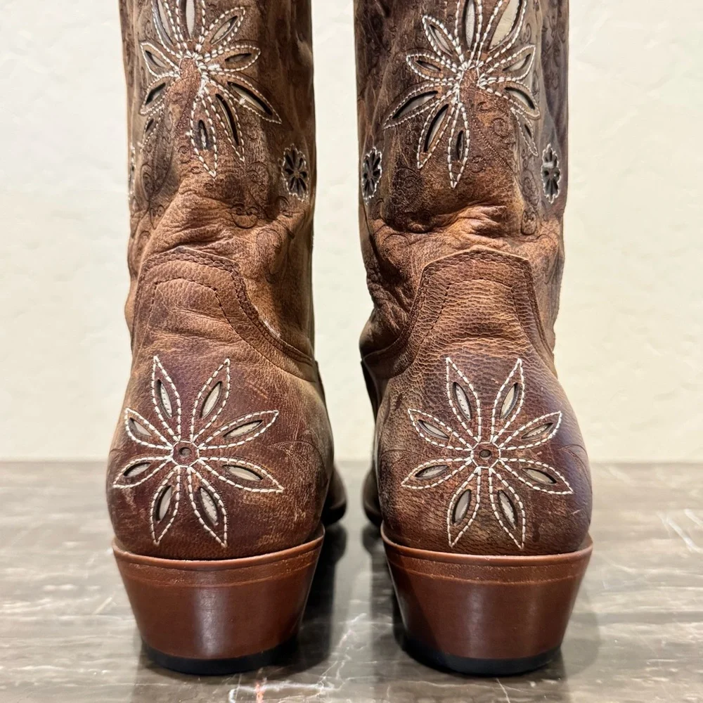 Shyanne Daisy Mae Leather Floral Overlay Cowboy Boots - Picture 11 of 14